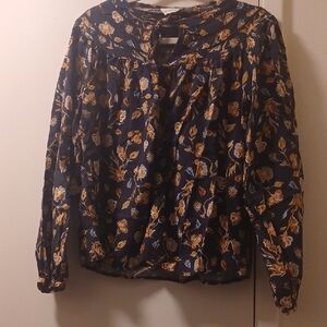 Universal Thread Black Ruffled Bib Collar Blouse